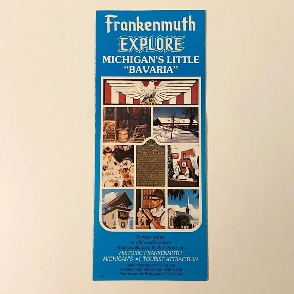 Vintage Frankenmuth Explore Michigans  Little Bavaria Map Brochure Pamphlet - Picture 1 of 14
